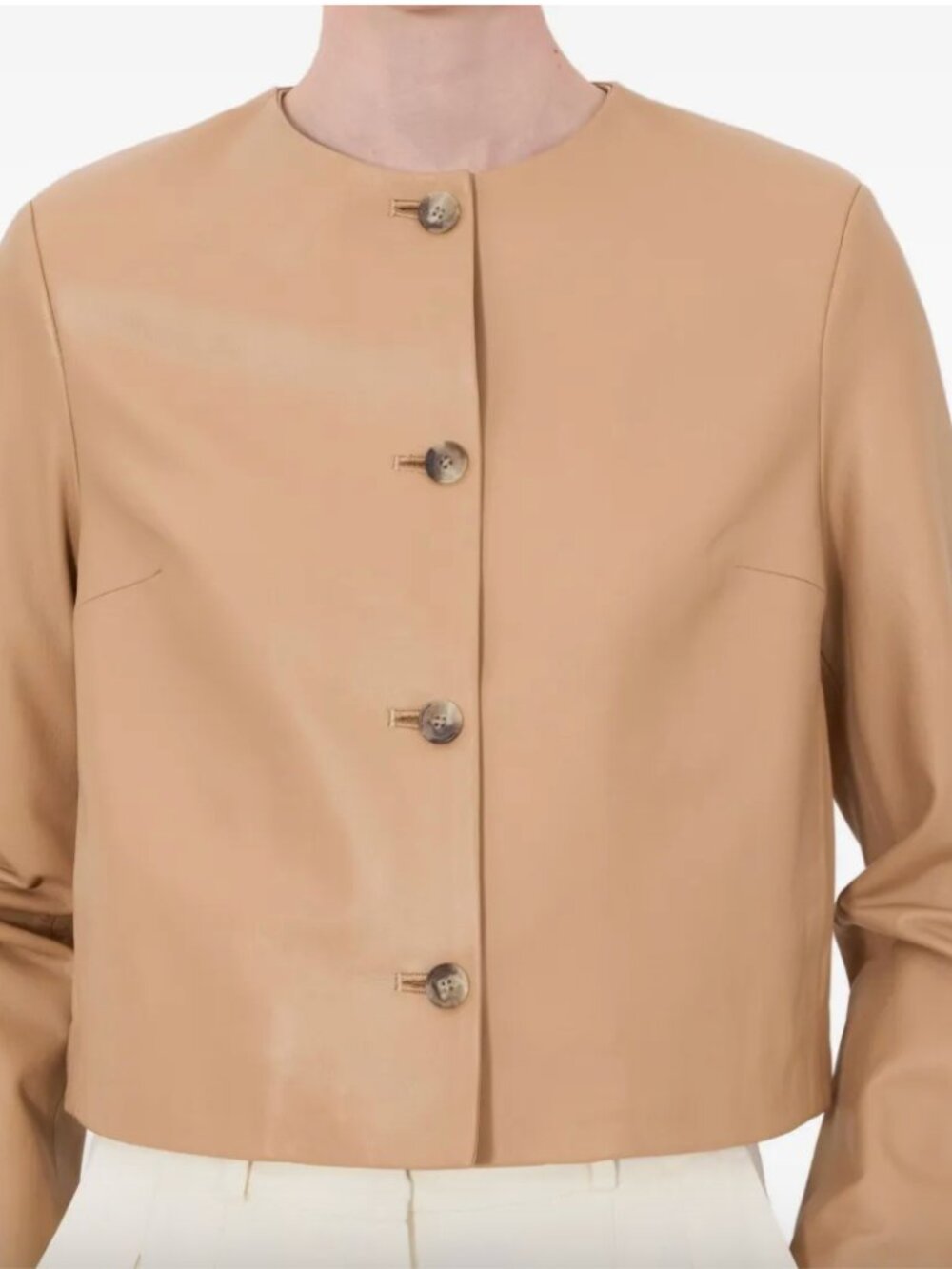 Loulou de Saison (LouLou Studio) Leather Collarless Jacket:  DARK BROWN